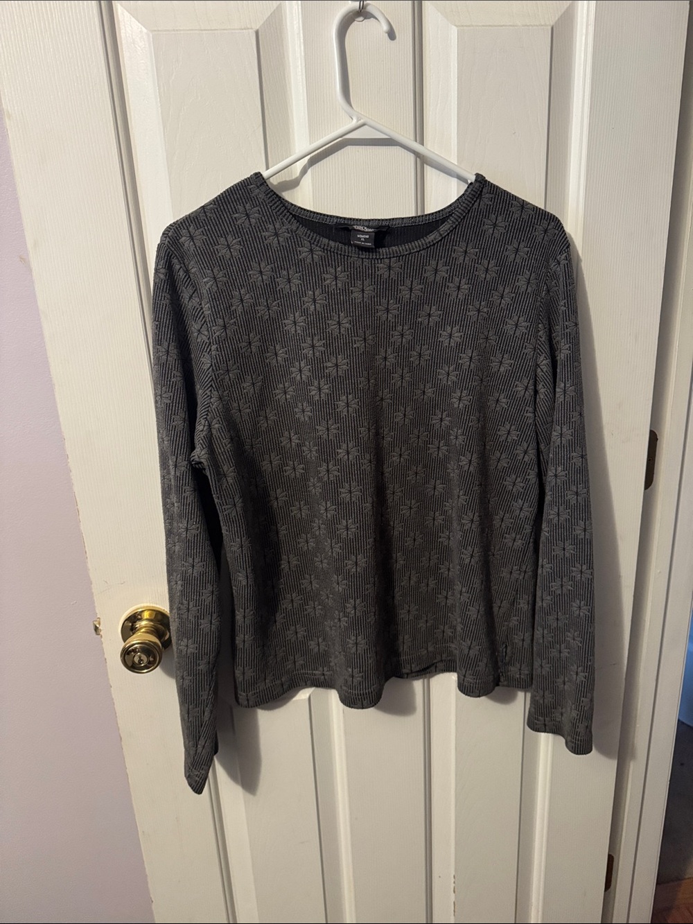 Woolrich Gray Textured Long-Sleeve Crewneck Top